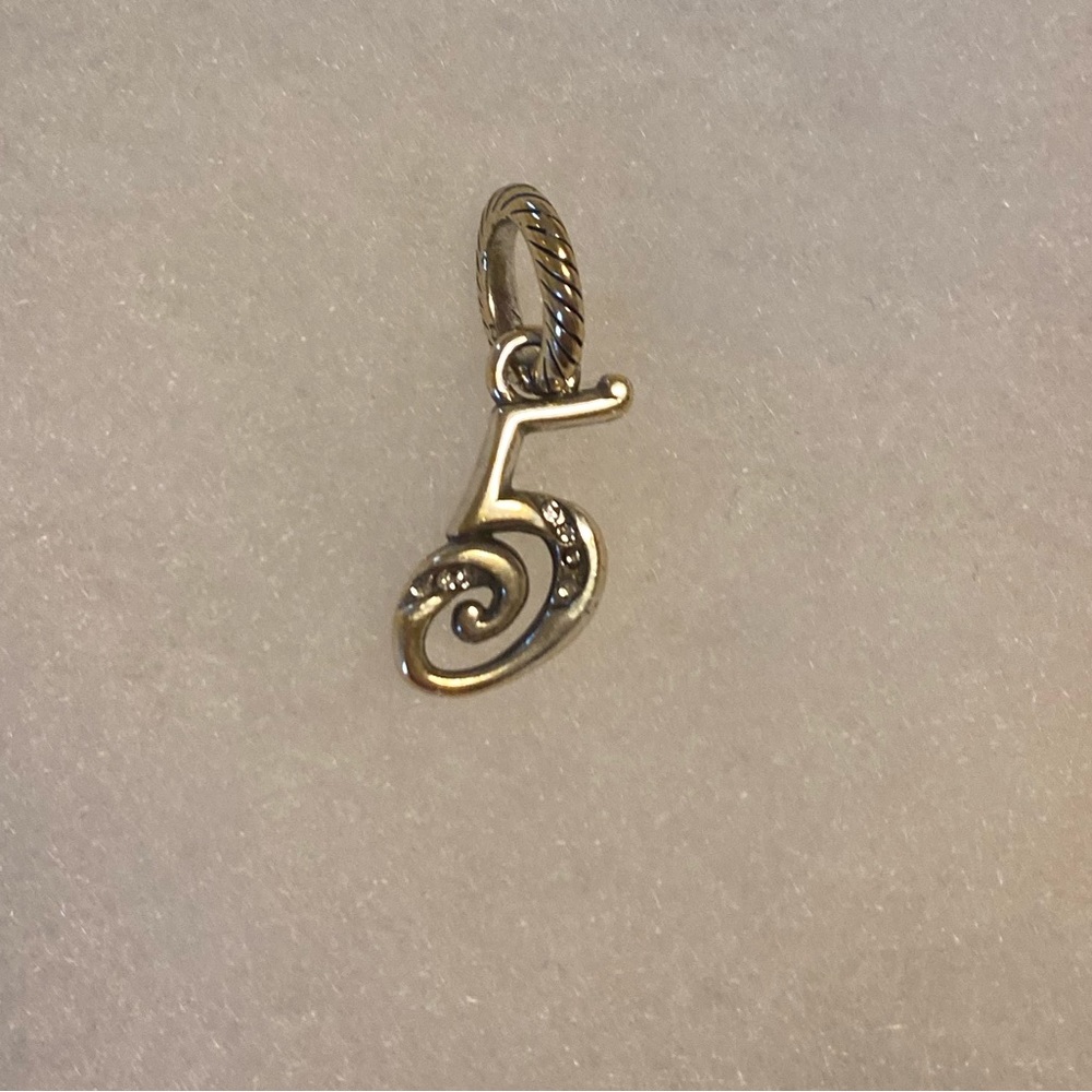 3 for $21 - NWOT -  Brighton number ‘5’ charm, silver-plated with rhinestones.